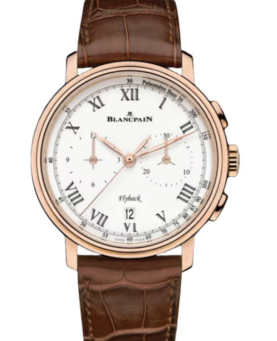 Blancpain Villeret Chronographe Flyback Pulsometre Red Gold 43.7mm White Dial 6680F 3631 55B - BRAND NEW