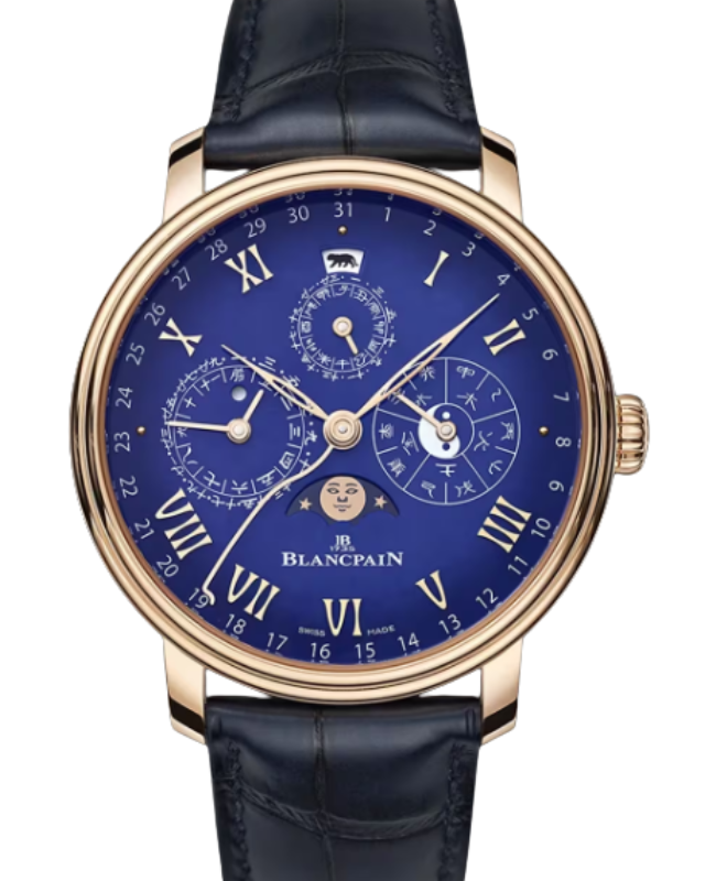 Blancpain Villeret Calendrier Chinois Traditionnel Red Gold 45.2mm Sunburst Blue Dial 0888 3632B 55B - BRAND NEW
