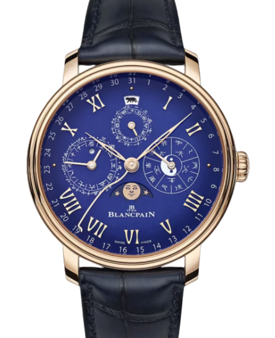 Blancpain Villeret Calendrier Chinois Traditionnel Red Gold 45.2mm Sunburst Blue Dial 0888 3632B 55B - BRAND NEW
