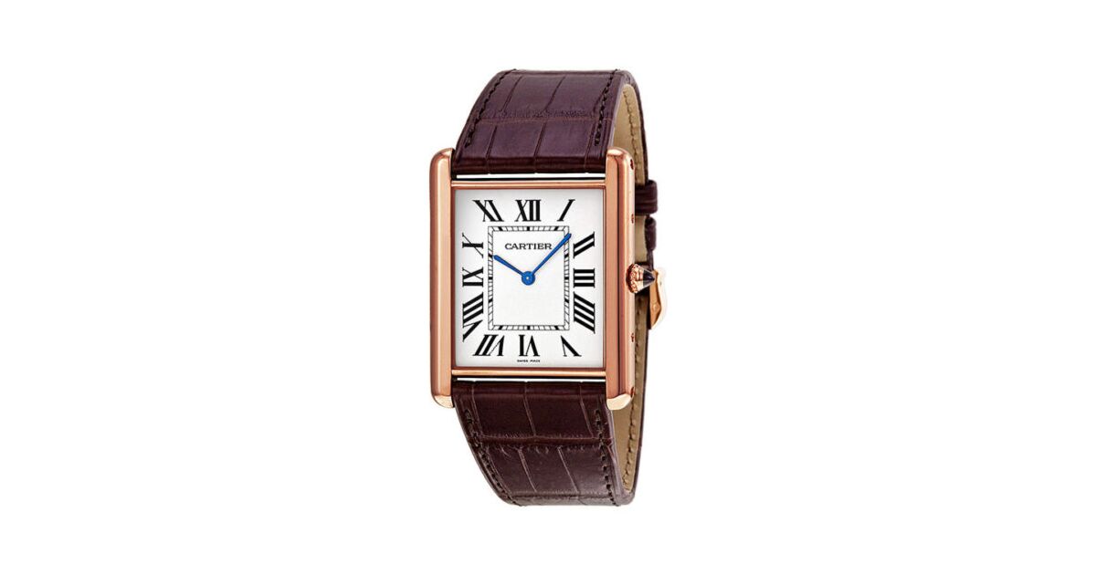 CARTIER W1560017 TANK LOUIS PINK GOLD LEATHER BRAND NEW