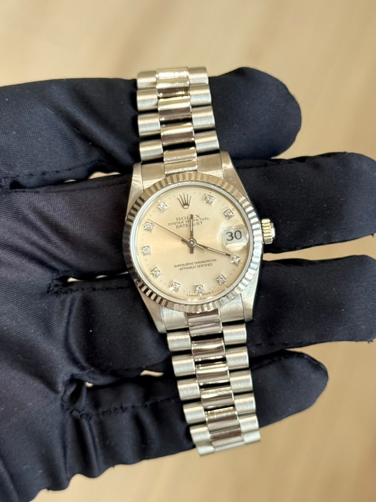 Rolex Datejust Mid-Size President White Gold Diamond Dial — 1