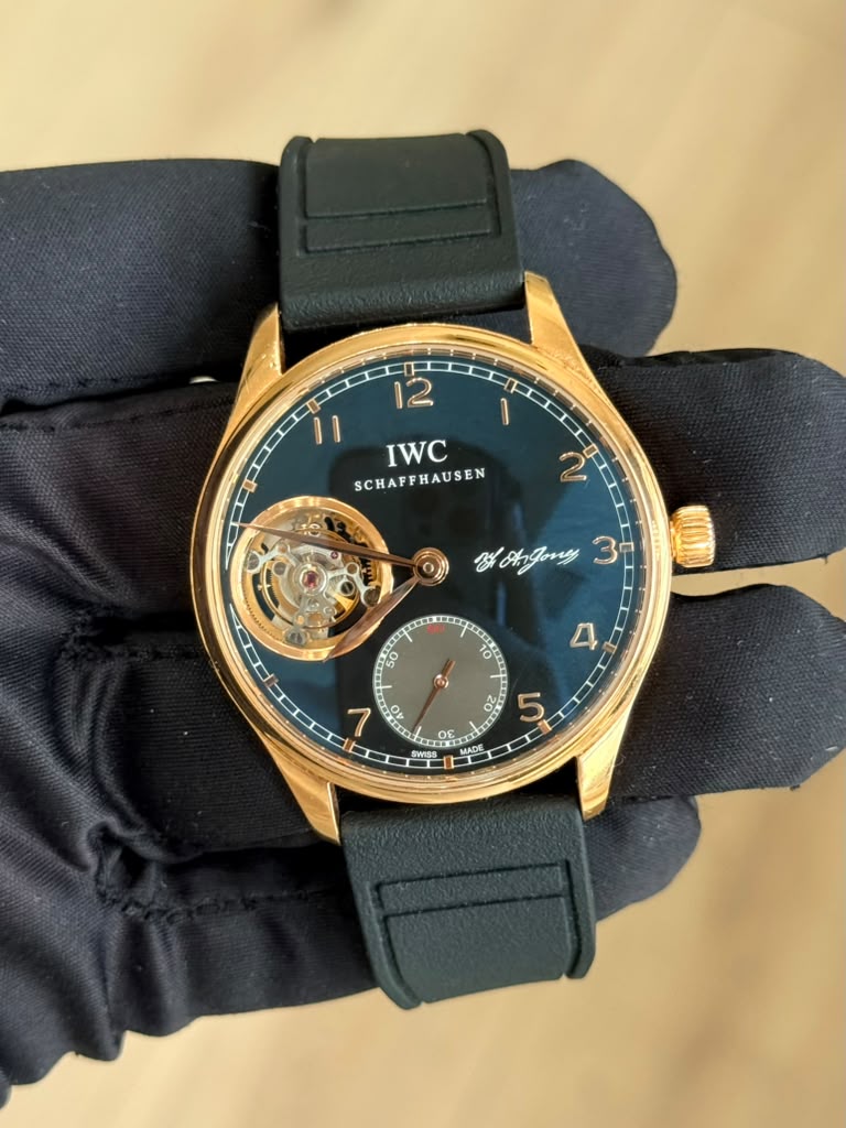 IWC Portugieser Tourbillon IW544705 Rose Gold Black Dial Rubber Strap — 1