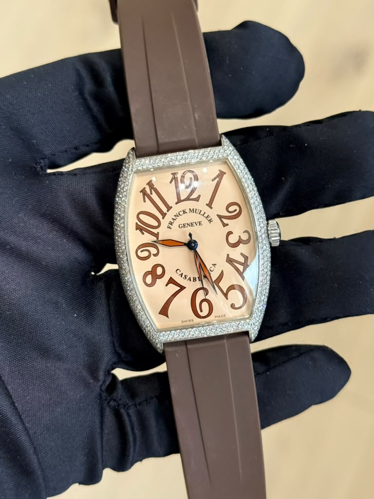 Franck Muller Casablanca 6850 Casa Sahara Salmon Dial Brown Rubber Strap — 1