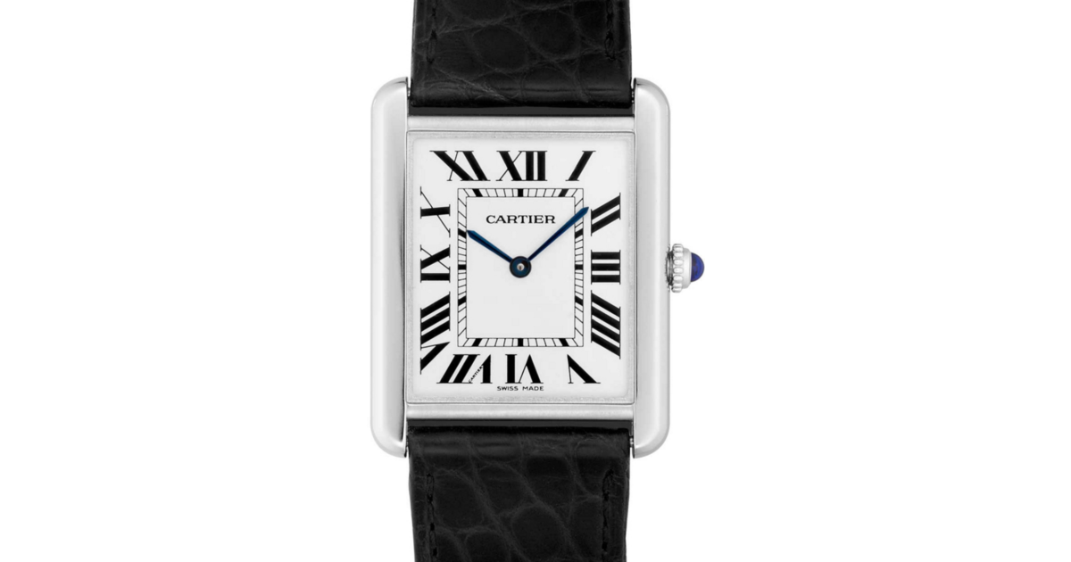 Cartier Tank Solo W5200003 Men's White Roman Stainless Steel Black Leather