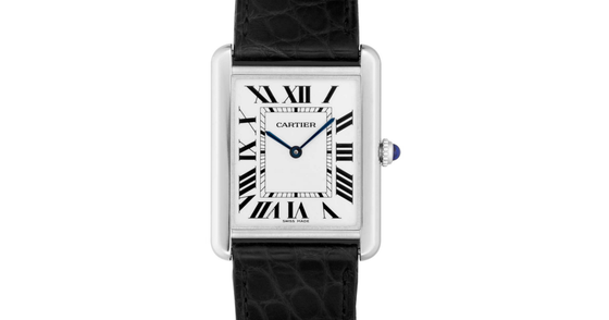 Cartier Tank Solo W5200003 Men's White Roman Stainless Steel Black Leather