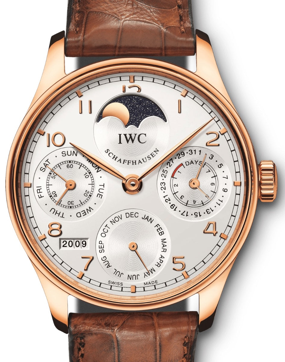 IWC Portugieser Perpetual Calendar 18-Carat 5N Gold 42.3mm Silver Dial IW502213 - Pre - Owned