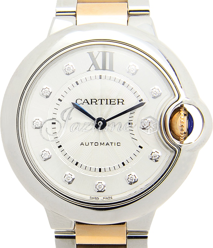 Cartier Ballon Bleu De Silver Dial Rose Gold/Stainless Steel Bezel & Bracelet 33mm WE902061 - BRAND NEW