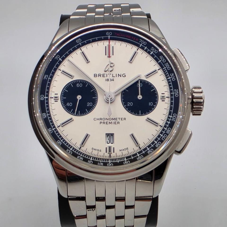 Breitling Premier B01 Chronograph 42 Stainless Steel White Dial AB0118221G1A1 - BRAND NEW