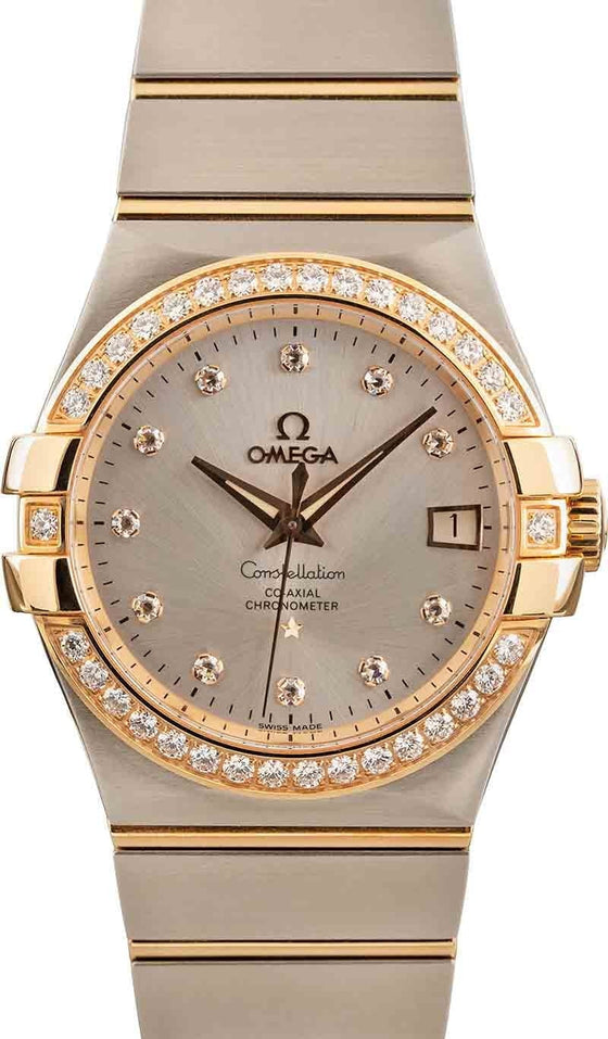 OMEGA 123.20.38.22.02.001 CONSTELLATION CO-AXIAL DAY-DATE 38mm STEEL AND RED GOLD BRAND NEW