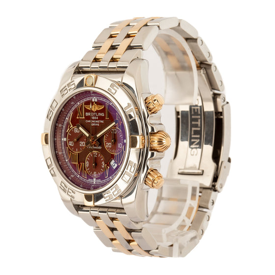Breitling Chronomat 44 IB011012 44mm Burgundy 18k Rose Gold Stainless Steel Chronograph BRAND NEW