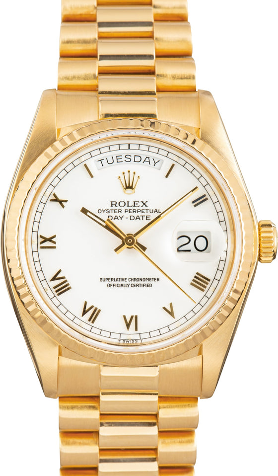 Rolex President Day-Date 36 mm 18038WH3 Yellow Gold White