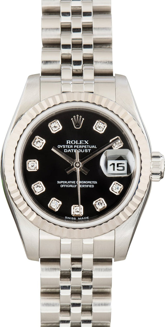 Rolex Lady-Datejust 26 26 mm 179174-BLKCAJ Steel/White Gold Black