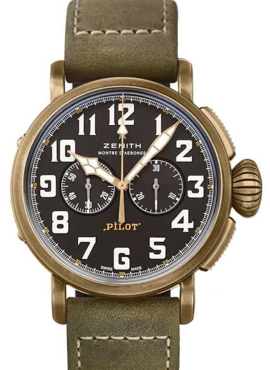 Zenith Pilot Type 20 Chronograph Extra Special Bronze Black Arabic Dial & Leather Strap 29.2430.4069/21.C800 - BRAND NEW