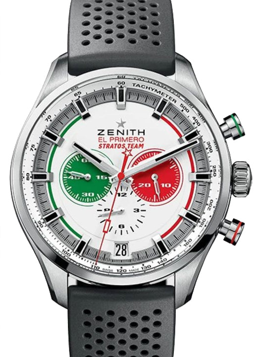 Zenith Stratos Team Chronograph Stainless Steel Silver Index Dial & Rubber Strap 03.2521.400/07.R576 - BRAND NEW